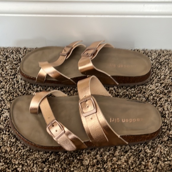 Madden Girl Rose Gold Buckle Sandals - Picture 3 of 6